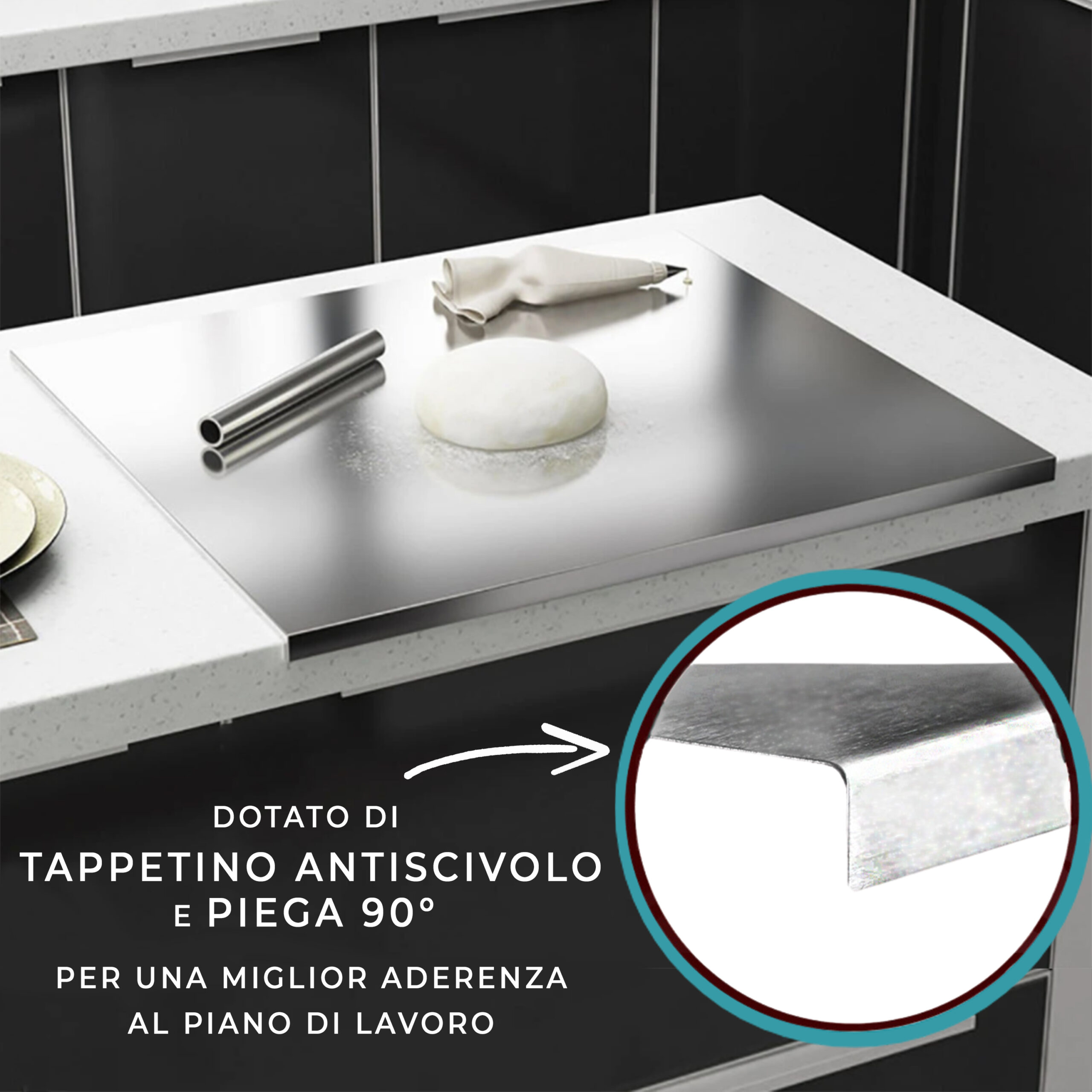 CASAMANIASHOPPING Spianatoia Acciaio Inox 18/10 Tagliere per